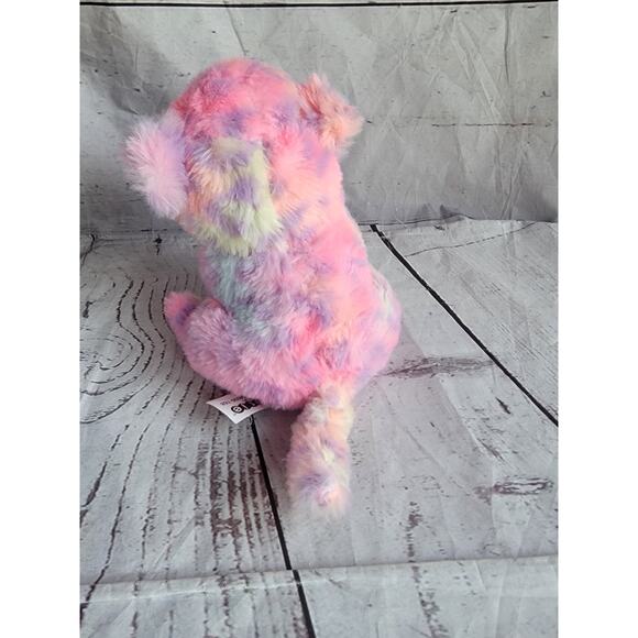 Gallerie Leopard Plush Stuffed Animal Rainbow Pink Blue Opal Eyes 6in - Picture 5 of 7